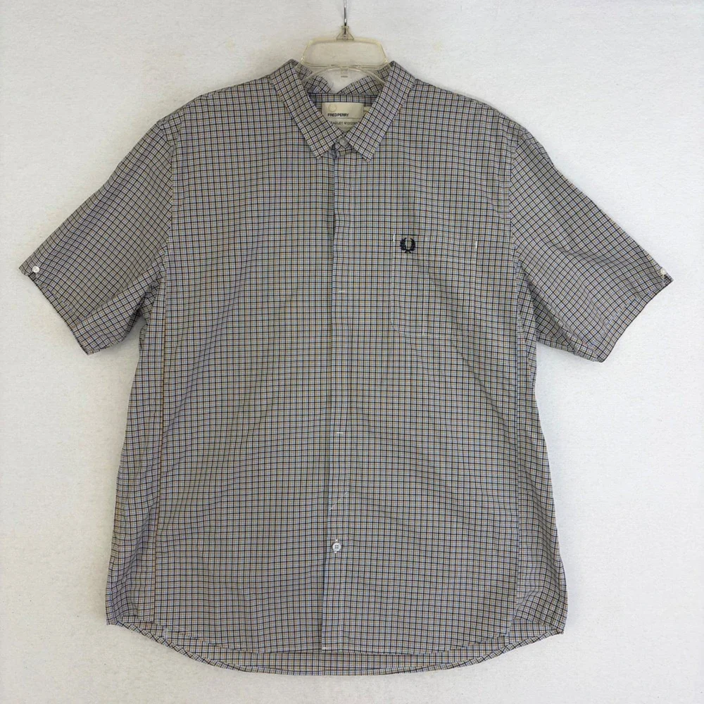 Fred Perry Bradley Wiggins Shirt Mens XXL Mustard Gingham New Short Sleeve M6715